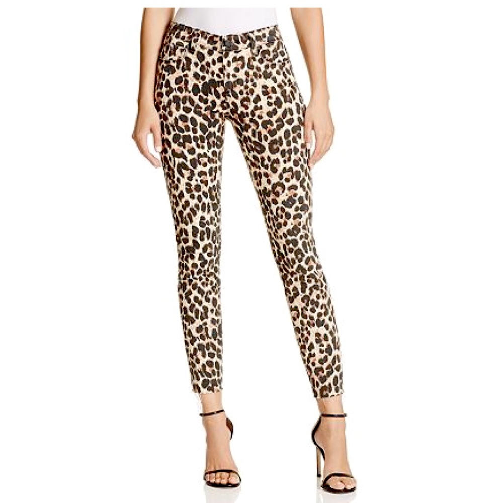 Paige, leopard printed ankle style fitted stretchy jeans